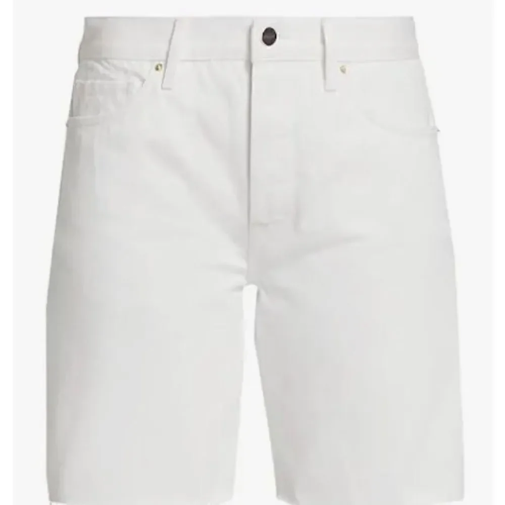 FRAME Le Slouch Bermuda White Raw Hem Denim Jean Shorts NWT sz 26